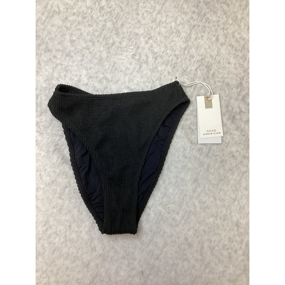 Good American Always Fits Good Waist Bikini Bottom Black Crinkle GSW0145 XXS/XS